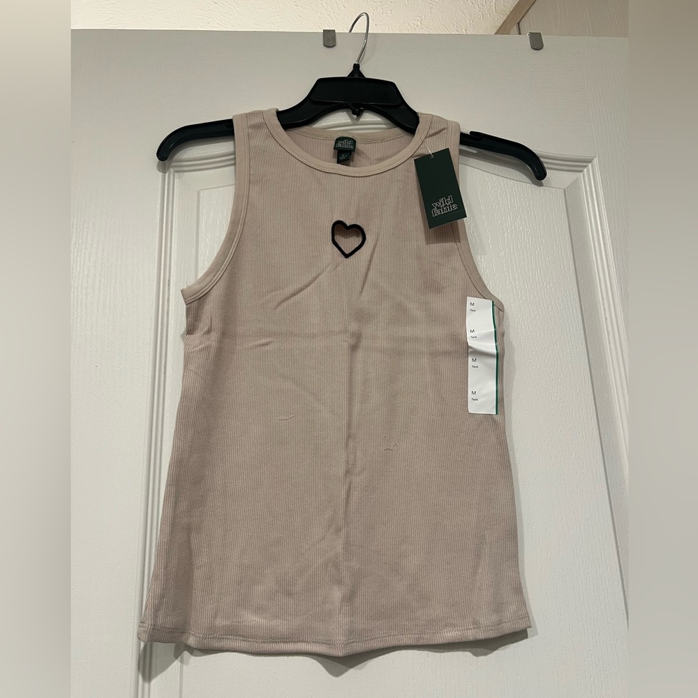 Wild Fable Beige Tank Top with Heart Cutout